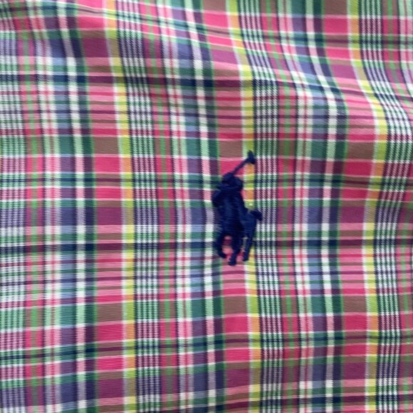 Ralph Lauren Pony Embroidered Classic Button Down Shirt Mens M Pink Green Plaid - Picture 2 of 9